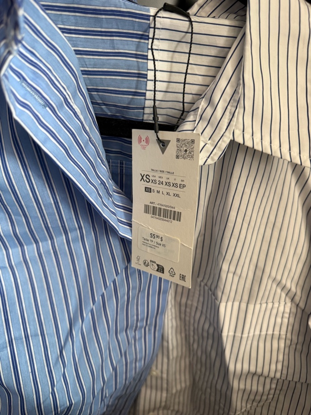 Zara Two-Tone Blue and White Striped Button-Down Shirt - Picture 4 of 6